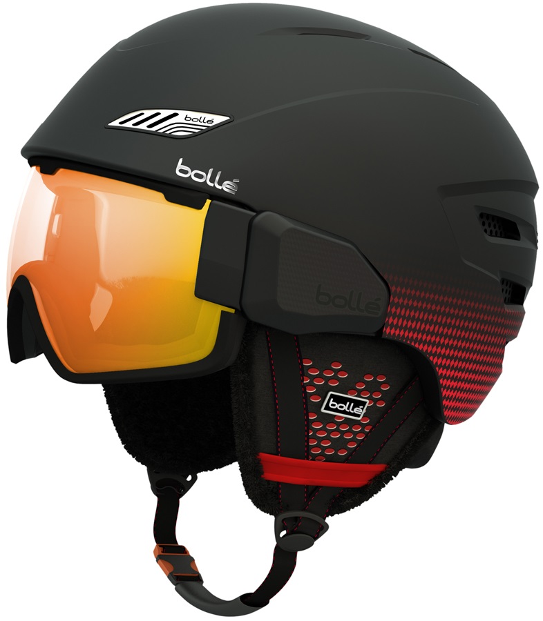 Bolle Osmoz Ski/Snowboard Visor Helmet, L, Soft Black and Red